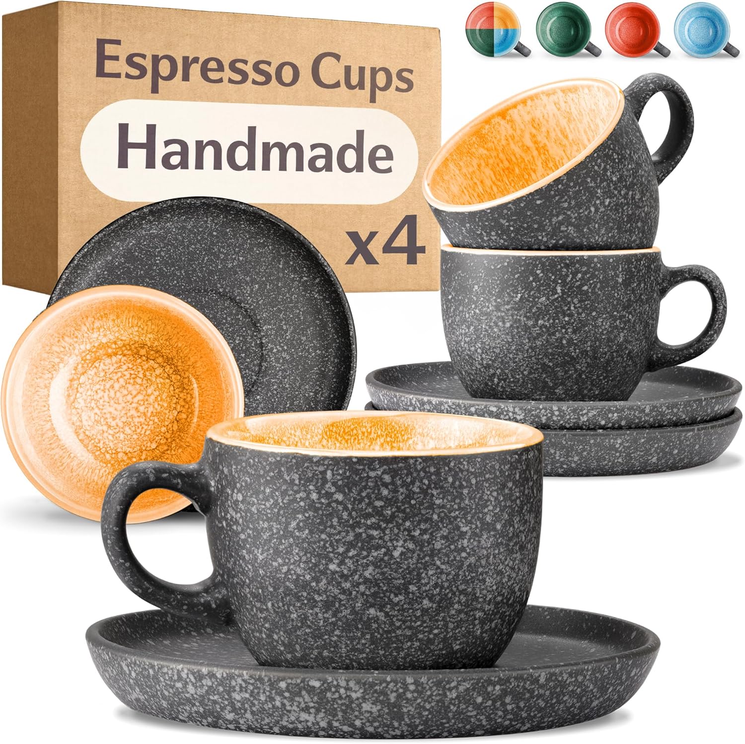 Cosumy Reactive Glaze Espresso Cups Set of 4