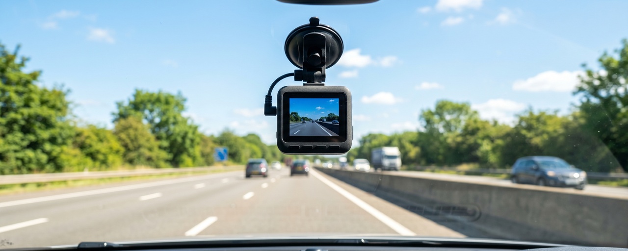 Night driving on a motorway from driver perspective
