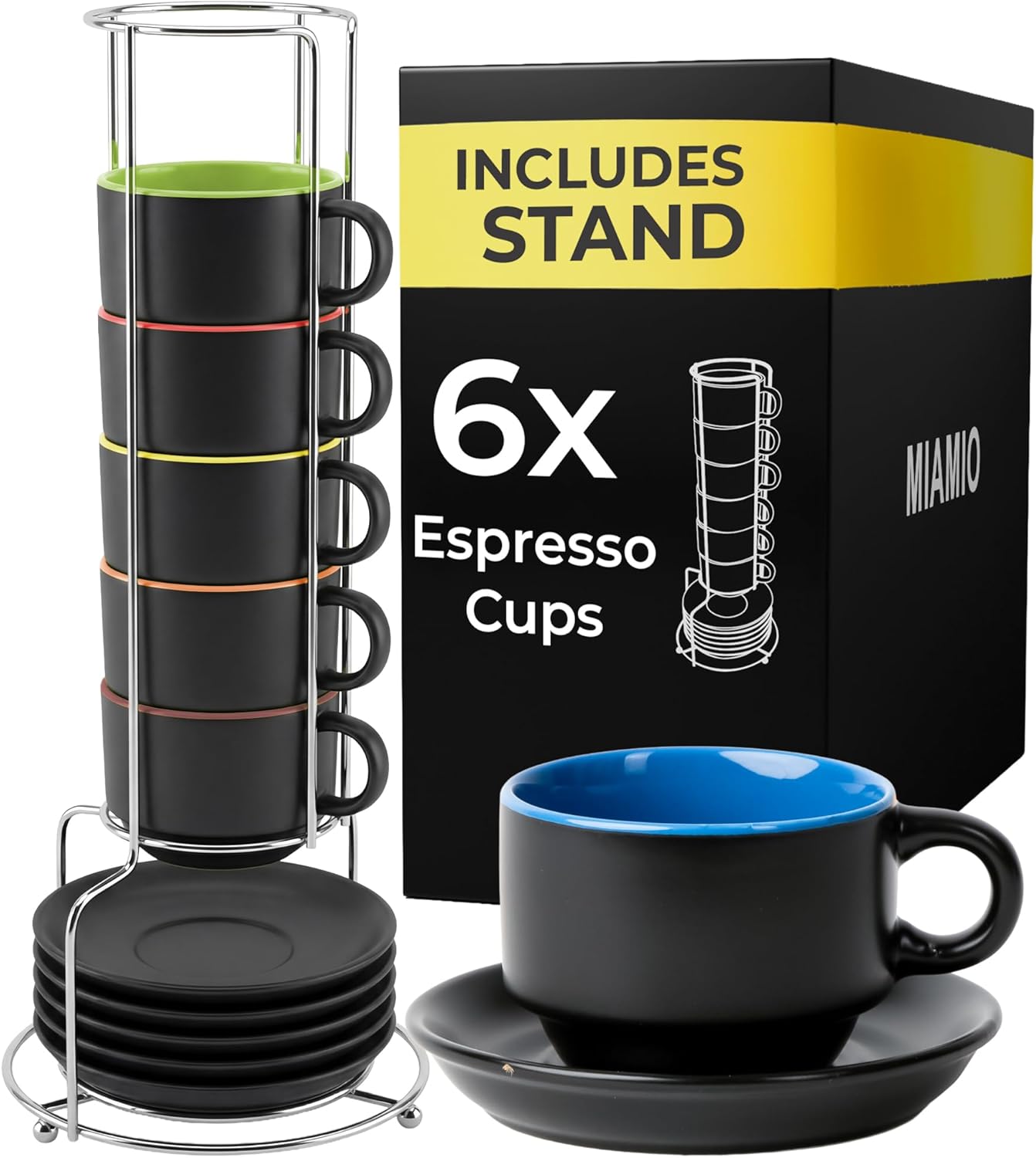 MIAMIO Le Papillon Espresso Cup Set of 6 with Stand