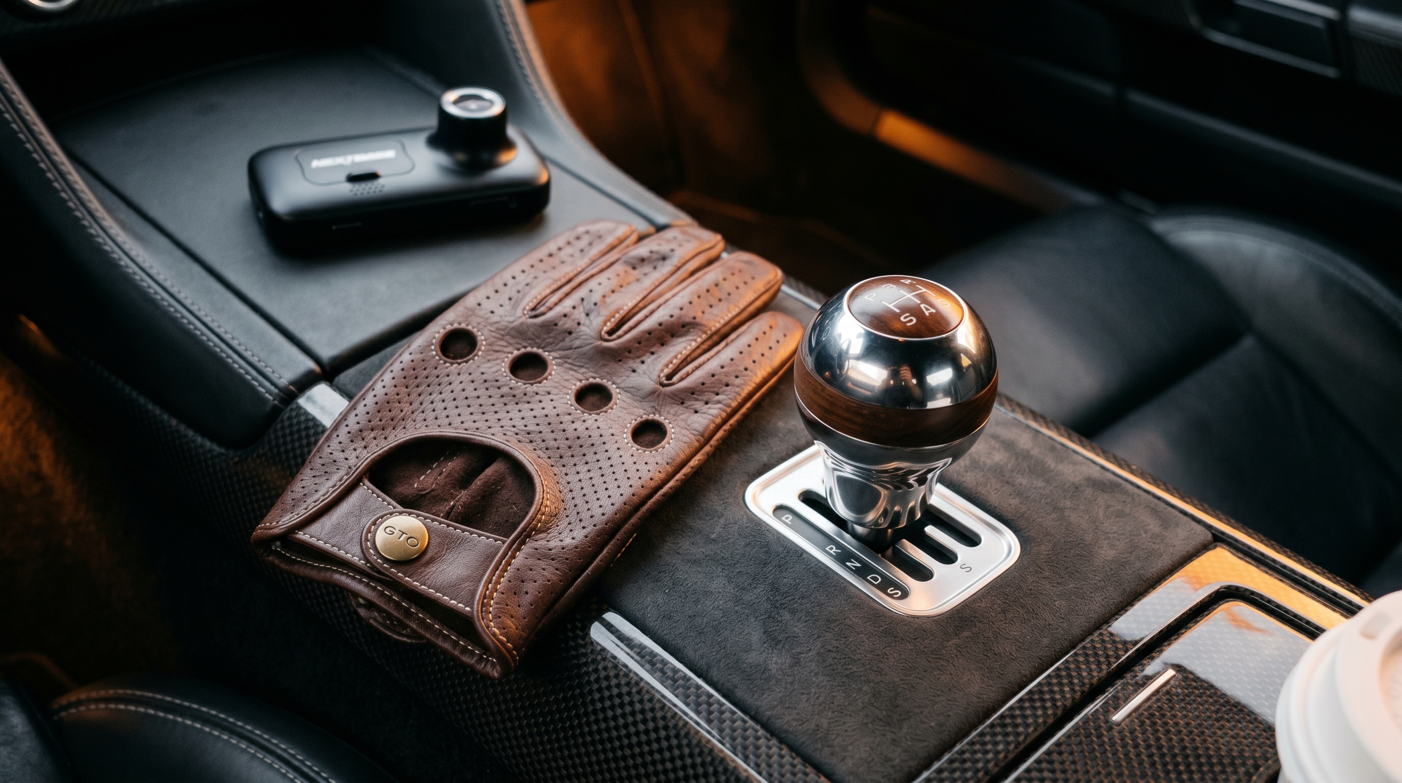 Clean modern car interior with accessories