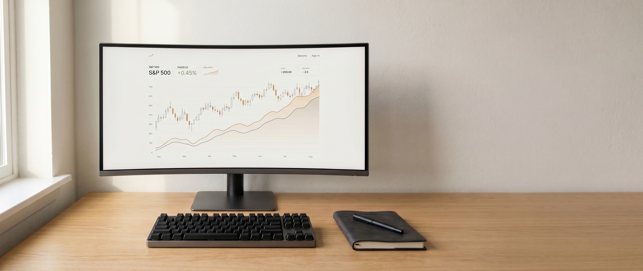 Dual monitor trading setup with charts and data